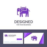 cartão de visita criativo e modelo de logotipo áfrica animal elefante ilustração vetorial indiana vetor
