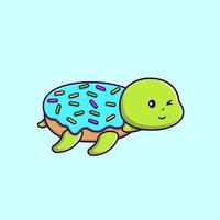 ilustração de ícones de vetor de rosquinha de tartaruga bonito cartoon. conceito de desenho animado plano. adequado para qualquer projeto criativo.