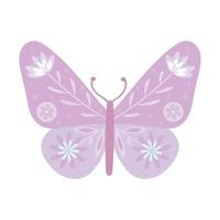 elemento de borboleta desenhada de mão roxa vetor