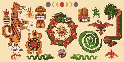 conjunto de padrões maias ou astecas, elementos tribais vetor