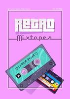 cartaz de desenho animado de mixtapes retrô, música e som vetor