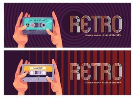 estilo de música de dança retrô do banner dos anos 80 vetor