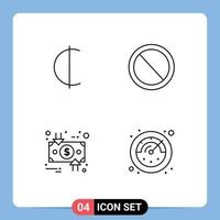 grupo de símbolos de ícone universal de 4 cores planas de linha preenchida modernas de interface de ciclo cedis usuário para baixo elementos de design vetorial editáveis vetor