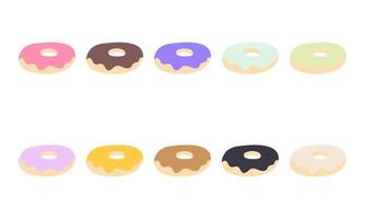 uma coleção de ilustrações coloridas de donut vetor