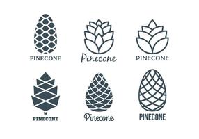 Coleção Template Logo Pine Cones plana vetor