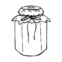 pote desenhado à mão de geléia ou clipart de mel. doodle de produto orgânico natural saudável. vetor