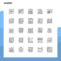 conjunto de ícones de linha de academia conjunto de 25 ícones vetor design de estilo minimalista ícones pretos conjunto de pictograma linear pacote