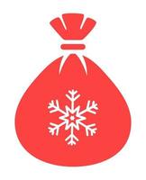 ícone de saco de presente isolado. ilustração de saco de presente de Natal com padrão de floco de neve. elemento decorativo festivo vetor