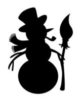 ilustração de silhueta de boneco de neve isolada. ícone plano de boneco de neve de Natal isolado. elemento decorativo vetor festivo