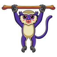 desenho de macaco bonito mona pendurado na árvore vetor