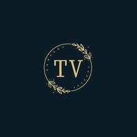 monograma de beleza de tv inicial e design de logotipo elegante, logotipo de caligrafia de assinatura inicial, casamento, moda, floral e botânico com modelo criativo. vetor