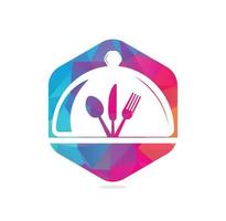 modelo de logotipo de alimentos frescos. logotipo de comida com colher, faca e garfo. vetor de modelo de logotipo de comida saudável