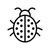 bug, ícone de joaninha em design de estilo de linha isolado no fundo branco. curso editável. vetor