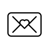 ícone de carta de amor em estilo de design de linha isolado no fundo branco. curso editável. vetor