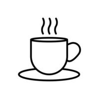 xícara de chá, ícone da xícara de café em design de estilo de linha isolado no fundo branco. curso editável. vetor