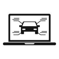 ícone de laptop de serviço de carro, estilo simples vetor