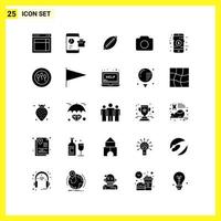 25 conjunto de ícones simples símbolos sólidos sinal de glifo em fundo branco para aplicativos móveis de design de site e mídia impressa vetor