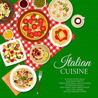 modelo de página de menu de restaurante de cozinha italiana vetor