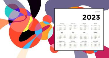 modelo de design de calendário do ano novo 2023 com abstrato colorido geométrico. projeto de calendário vetorial. vetor