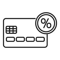 ícone de bônus de porcentagem de cartão de crédito, estilo de estrutura de tópicos vetor