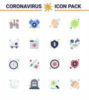 16 doença de coronavírus de cor plana e ícone de vetor de prevenção infecção de carro antígeno epidêmico vírus viral coronavírus 2019nov elementos de design de vetor de doença