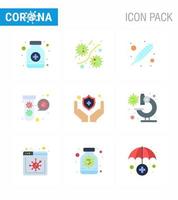 conjunto de ícones de prevenção de coronavírus 25 tubos médicos azuis vírus fuild bactérias virais coronavírus 2019nov doença vetor elementos de design