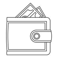 ícone de bolsa de couro, estilo de estrutura de tópicos vetor
