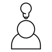 ícone de traços pessoais de ideia de lâmpada, estilo de estrutura de tópicos vetor