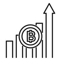 vetor de contorno do ícone gráfico bitcoin. mercado criptográfico
