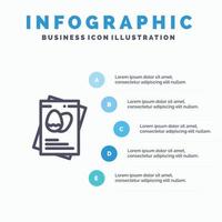 ícone de linha de páscoa de ovos de passaporte com fundo de infográficos de apresentação de 5 etapas vetor