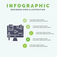 conteúdo comercial direitos autorais lei digital ícone sólido infográficos fundo de apresentação de 5 etapas vetor