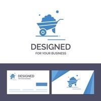 cartão de visita criativo e modelo de logotipo carrinho de mão carrinho de jardim carrinho de mão ilustração vetorial vetor