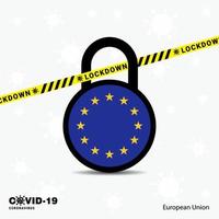 modelo de bloqueio de bloqueio de bloqueio da união europeia modelo de conscientização de pandemia de coronavírus covid19 design de bloqueio vetor