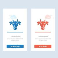 animais de adorno touro crânio indiano azul e vermelho baixe e compre agora modelo de cartão de widget da web vetor