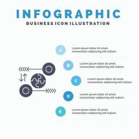 quebra-cabeça ideia de negócio marketing pertinente ícone sólido infográficos 5 passos fundo de apresentação vetor