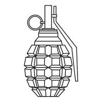 granada de mão, ícone de explosão de bomba, estilo de estrutura de tópicos vetor