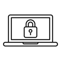 ícone de laptop de serviço de segurança, estilo de estrutura de tópicos vetor
