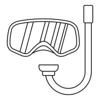 óculos de proteção e tubo para ícone de mergulho, estilo de estrutura de tópicos vetor