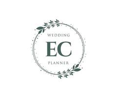 coleção de logotipos de monograma de casamento de carta inicial ec, modelos modernos minimalistas e florais desenhados à mão para cartões de convite, salve a data, identidade elegante para restaurante, boutique, café em vetor