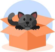 gato preto em um vetor de elementos de caixa