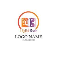 vetor de tecnologia de ícone de logotipo de livro digital