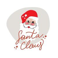 rosto de Papai Noel com barba e chapéu. ilustração de personagem de Natal dos desenhos animados isolada no fundo branco. vetor