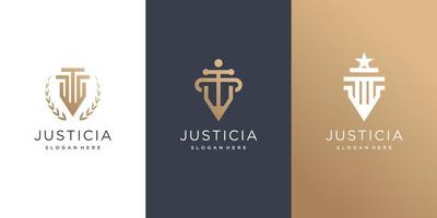 design de logotipo de justiça com estilo criativo vetor