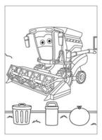 página de coloração de carro de desenho animado feliz e engraçado para crianças amantes de carros vetor