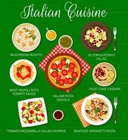 modelo de design de página de menu de comida de cozinha italiana vetor