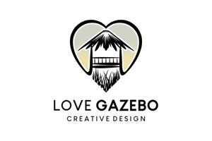 design de logotipo gazebo tradicional no coração com conceito criativo vetor