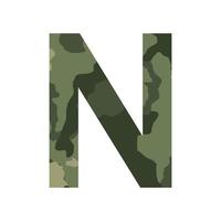 letra do alfabeto inglês n, estilo cáqui isolado no fundo branco - vetor