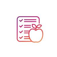 ícone da linha do plano de dieta com uma maçã vetor