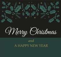 cartão de natal com bagas e raminhos de visco, cartão de feliz natal. galhos de visco com arco e texto. vetor