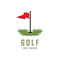 logotipo de golfe e vetor com modelo de slogan